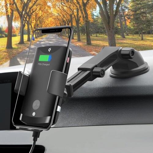 Fast Wireless car charger infrared sensor auto clamp mobile phone bracket,for iPhone 11/11 Pro /max /XR/X/8 Galaxy S10/S10+/S9