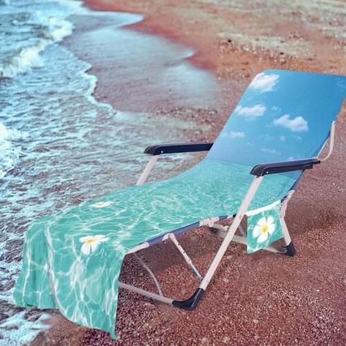 Lounge Pool Chair Cover Quick Drying Beach Chair Towel Cover With 2 Side Pockets Microfiber Marine Life Pattern Beach Towel