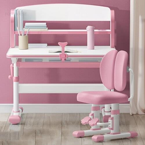 Children Study Lifting Table Chair Sets School Students' Writing Drawer Desk Simple Kids Household Bedroom Furniture Back Chairs