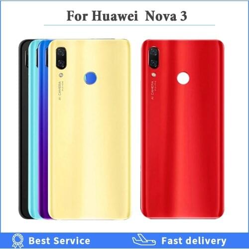 For Huawei Nova 3 Back Housing For Huawei Nova 3 Glass Battery cover Door Smart Phone Back Cover Replacement Repair Part