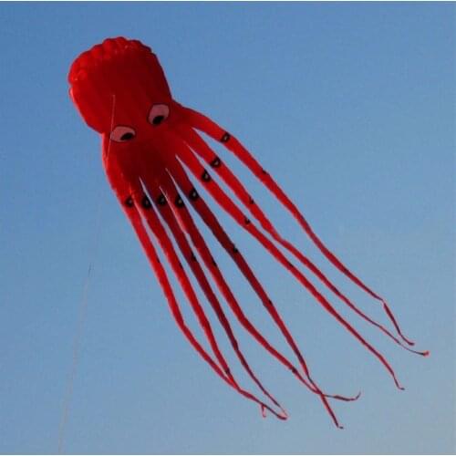 1pc 3D 8m Red Octopus Kite Fabric Flying Long Tail Kites for Kids Inflatable Easy Fly Kites