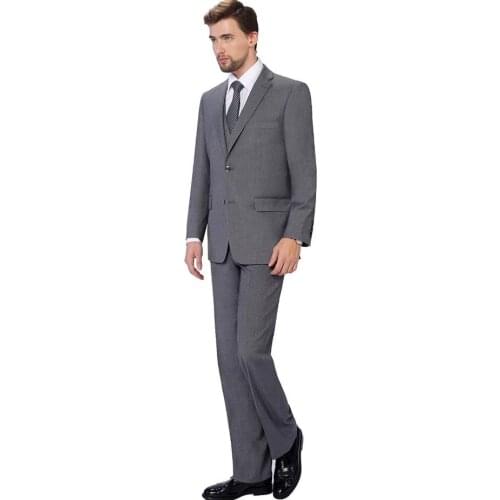 Custom Made Groomsmen Grey Groom Tuxedos Notch Lapel Mens Suits Wedding Best Man 3 Pieces ( Jacket+Pants+Vest+Tie ) C827