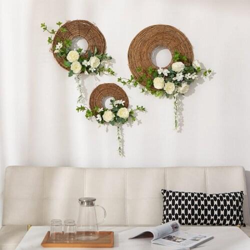 Wall decoration rattan braided rope ring wall hanging hemp rope ring creative wall decoration household living room wall hanging