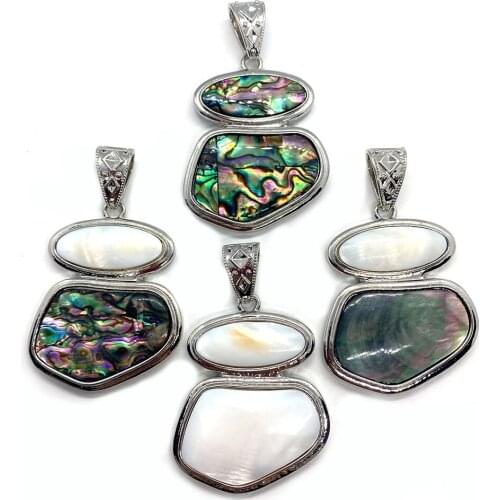 Natural Abalone Shell Pendant Retro Colorful Irregular Shape for DIY Handmade Exquisite Necklace Pendant Jewelry Accessories