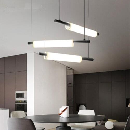 Nordic modern minimalist atmosphere restaurant lighting bar led light strip creative table chandelier