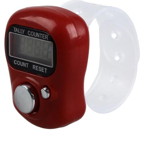 New Mini LCD Electronic Digital Display Finger Hand Tally Counter Counting -Red
