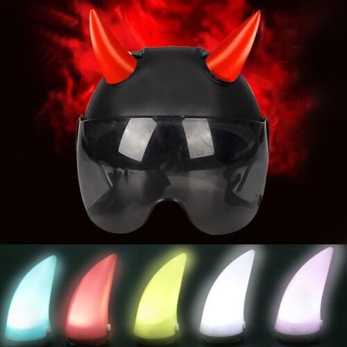 New Luminous 2pcs Car Motorcycle Helmet Devil Horn Cute Cat Ears Decoration Motocross Full Face Off Road Helmet Decoration