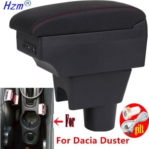 For Dacia Duster Armrest For Renault Duster Retrofit parts Interior Storage box 3USB LED Simple installation Car Armrest box
