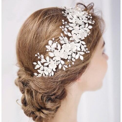 Flower Headband Wedding Hair Accessories Metal Flower Bridal Tiara Headband Hairband Hair Comb Hairpins Wedding Accessories