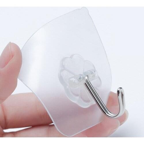 2pcs Transparent Strong Self-adhesive Door Hangers Wall Towel Mop Hand Bag Hooks For Hanging Kitchen Bathroom Accessories
