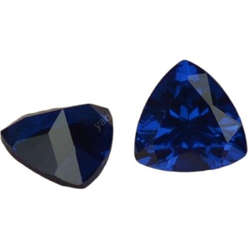 Sale 3x3~10x10mm 114# Dark Black Blue Spinel Sapphires Stone Triangle Trillion Shape Cut Loose Synthetic Gems For Jewelry Making
