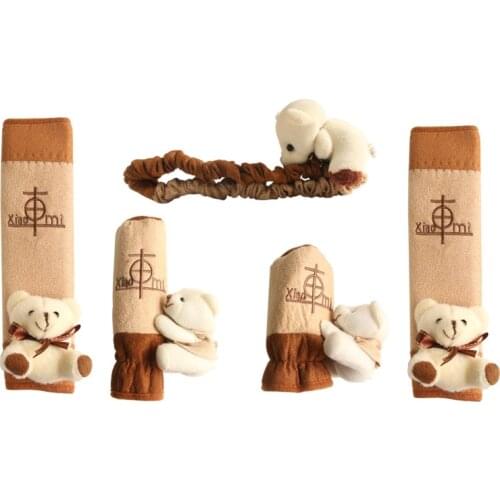 Simulated leather seatbelt shoulder sheath rearview mirror hand brake row shield cartoon interior accessories with dolls