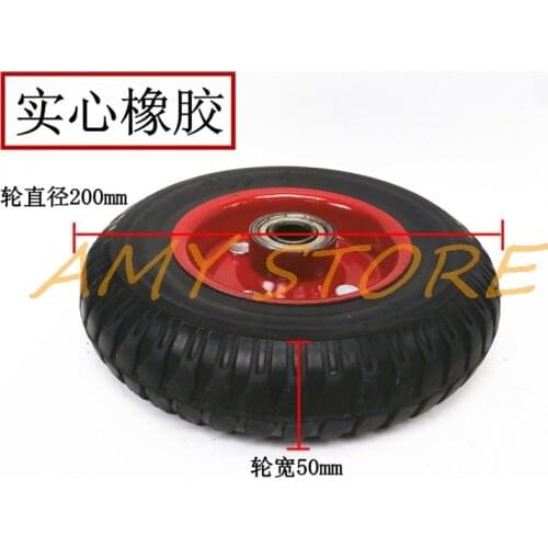 8" x 2" 200 x 50mm Bearing Rubber Caster Wheel Red Black for Industrial Machines 17mm Inner Diameter Hole