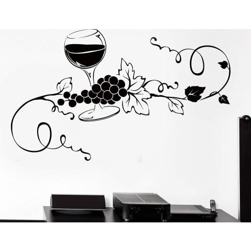 Removable Pattern Wall Decal Wine Glass Grape Vinyl Wall Decal Home Decor Kitchen Bar Mural Sticker Wallpaper
