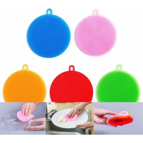 Silicone Dish Washing Sponge Scrubber Kitchen Cleaning Tool Soft Cleaning Brush Kitchen Dishwashing Tools Wholesale Shop HOT