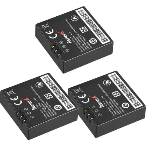 AsperX 3Pcs 1400mAh AZ16-1 AZ16 Replacement Yi 4K II Battery for XiaoYi 2 4K Action Camera II Xiaomi Yi Accessories