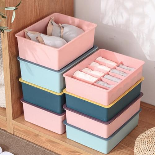 No Grid /10grid / 15grid Underwear Storage Box Household Dormitory Bedroom PP Closet Drawer Organizer for Bra Socks Makeup