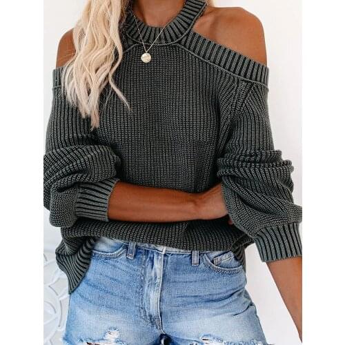 2021 Autumn And Winter New Womens Sweater Sexy Open Back Sweater Hollow Open Back Knitted Pullover Autumn Fashion Sweater