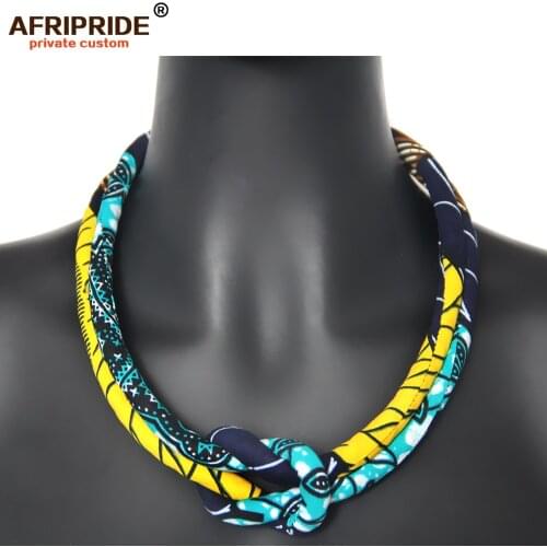 2019 African Statement Necklace Wedding Resin Beads Jewelry Fashion Ankara Fabric Choker Necklace for Women AFRIPRIDE A1928006