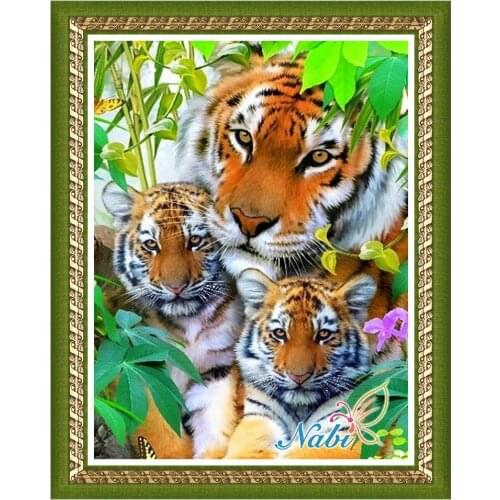 Animals Tiger kits dmc rhinestone 5835R - Square diamond mosaic painting Diamond embroidery cross stitch