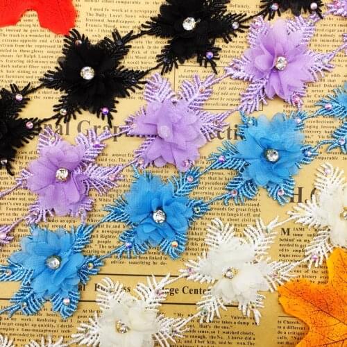 1 Yd Christmas Snowflake Flower Chiffon Lace Trim Ribbon Embroidered Applique DIY Sewing Craft Wedding Dress Clothes Decoration