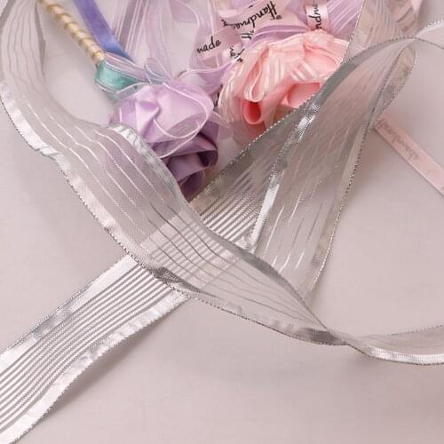10YARD 3.8cm-3.9CM Silver organza ribbon decoration gift package Christmas DIY 67