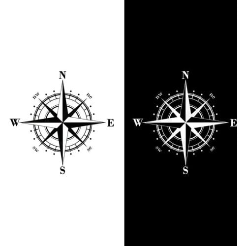 15cm*15cm Art Design Vinyl NSWE Compass Car Stickers Decals Black/White