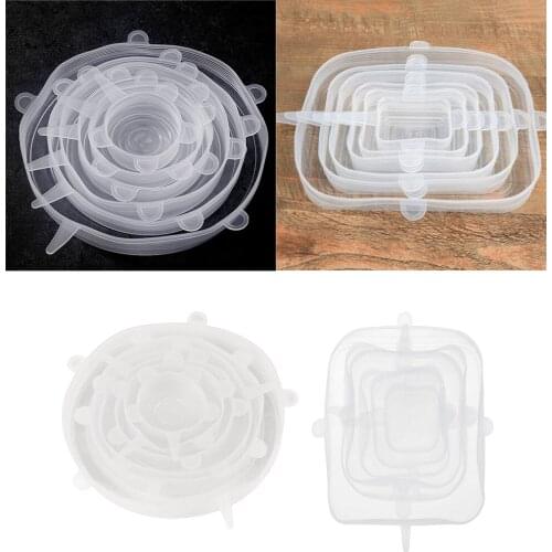 2 Set Clear SAFETY Silicone Elastic Wrap Lids Bowl Covers Resistant