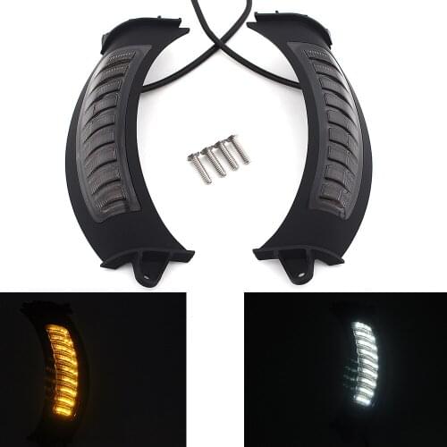 2pcs LED Amber / White Motorcycle Running Turn Signal Lights For Road Glide 2015-2020 White running light Amber turn signal