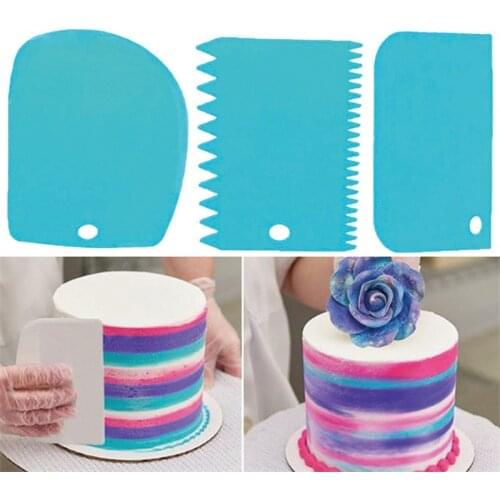 3 Pcs Baking Pastry Cream Scraper Teeth Edge DIY Scraper Cake Decorating Fondant Pastry Cutters Baking Spatulas Cake Tools