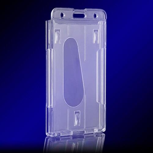 1pc Useful Design Double Card Acrylic Plastic ID Badge Card Holder Card Case Business Case