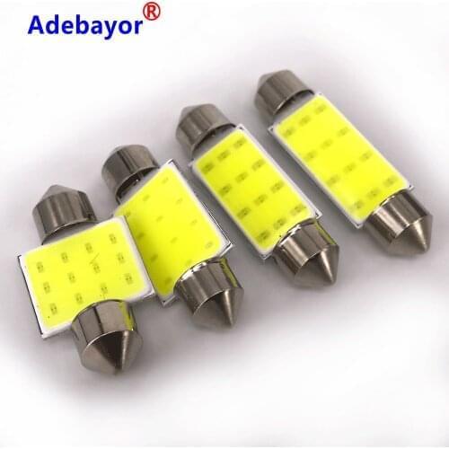 100x 31mm 36mm 39mm 42mm C5w Car Led Cob 12 Chips Auto Super Bright Dome Festoon Interior License Plate Reading Lights