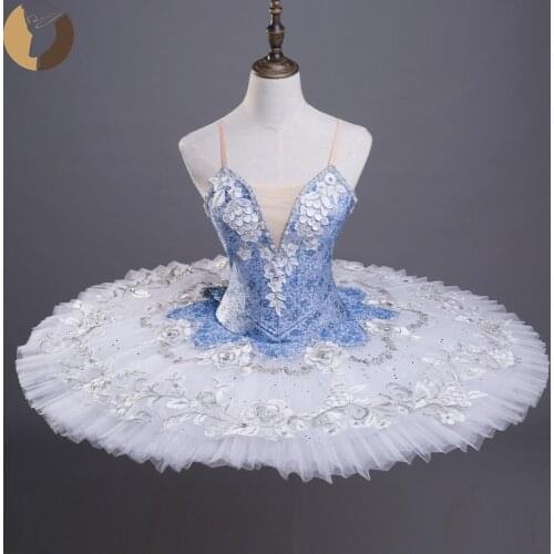 FLTOTURE Blue Bird Princess Ballet Costumes Tutu Ballerina Ballet Competition Stage Wear Child Professional Pancake Skirt Tutus