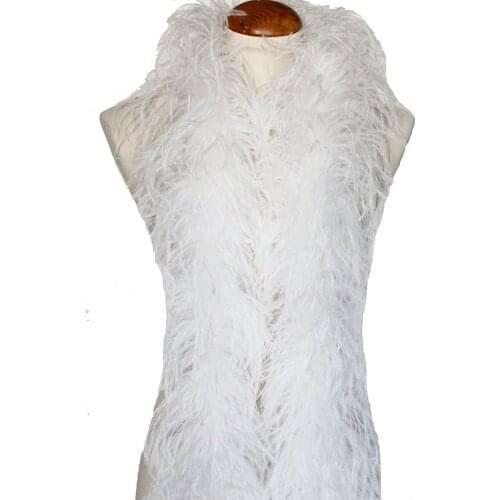 Free shipping White color ostrich feather boa fringes scarfs 5ply thickness for Party/Costume/Shawl/Craft