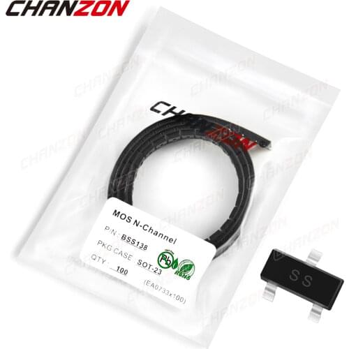 100pcs BSS138 SOT-23 N-Channel SMD Mosfet Bipolar Junction Transistor BJT SIC Mos Fets Triode Tube SMT Logic Level Converter
