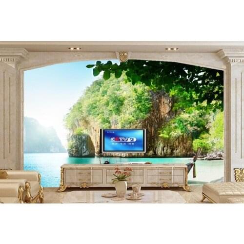 Large murals,Boats Thailand Sea Crag Nature wallpaper,living room sofa TV wall bedroom 3d wall murals wallpaper papel de parede