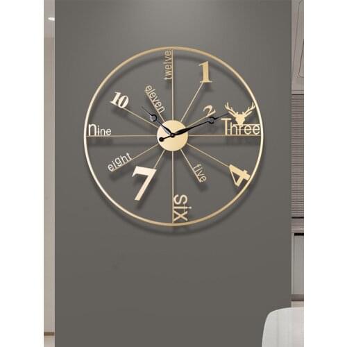 Home Living Room Decora Luxury Wall Clock Metal Modern Personality Creative Art Wall Decoration Wall Watch Hotel Room Decorative