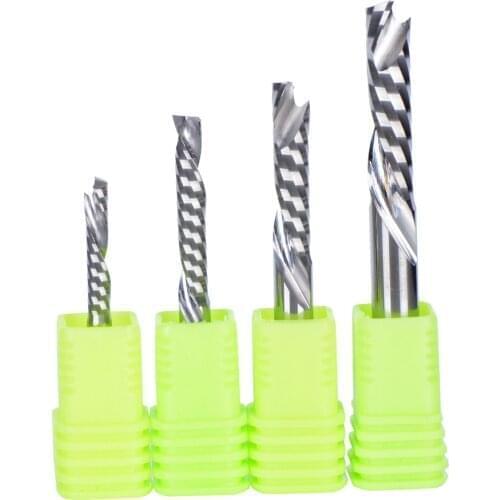 1Pcs 3.175/4/6/8mm AAA UP &DOWN Cut single Flute Spiral Carbide Mill Tool Cutters for Compression Wood End Mill Cutter Bits