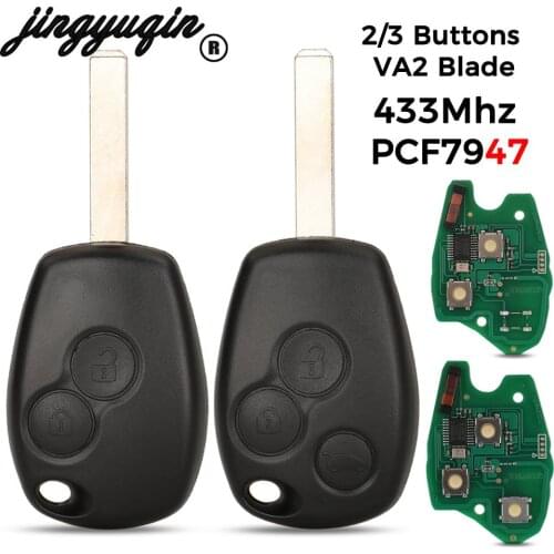 Jingyuqin 2/3 Buttons 433MHz PCF7947 Chip Remote Car Key Shell For Renault /Kangoo II /Clio III Duster Modus Twingo DACIA Logan