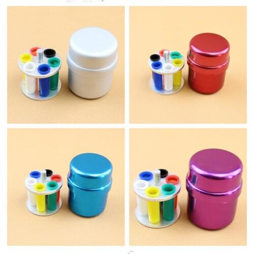 Dental Files Burs Holder Organizer Box Case Storage Sterilizer Disinfection Box Round 6 Holes Diamond Bur Container , 4 Colors