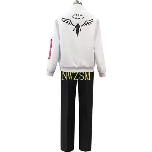 Tokyo Revengers Hanemiya Kazutora Cosplay Costumes White Coat Valhalla Uniform Baseball Jacket Mikey Draken Halloween Clothes