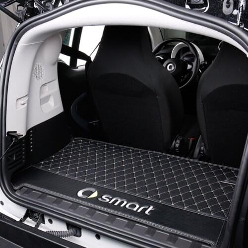 Car trunk mat leather anti-dirty protection pad for smart fortwo 453 Rear box logo decorative accessories interior styling