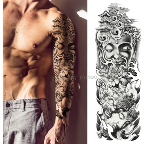 Mechanical iron arm rose Large Arm sleeve Tattoo Waterproof temporary tattoo Sticker Men Full Flower Tatoo Body Art tattoo girl