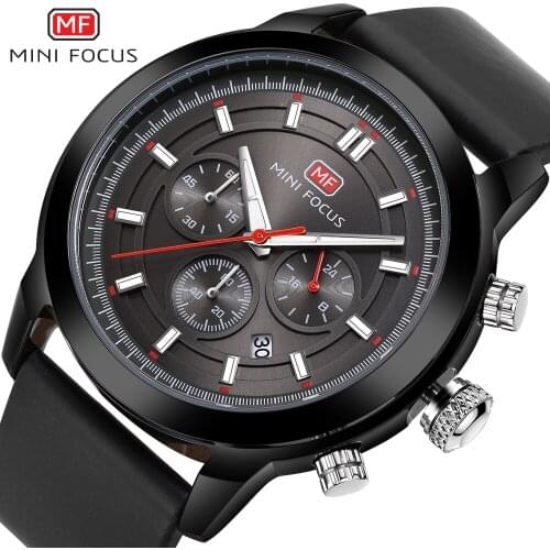 MINIFOCUS Watch Mens Luxury Sports Fashion Top Brand Man Quartz Watches Leather Timing Waterproof Clock Men Relogio Masculin