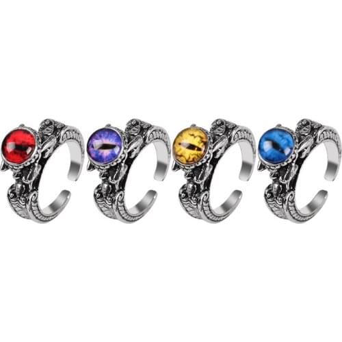 Fashion Retro Mens Ring Skull Three-dimensional Inlaid Rhinestone Pink Blue Purple Yellow Optional Personality Jewelry Gift