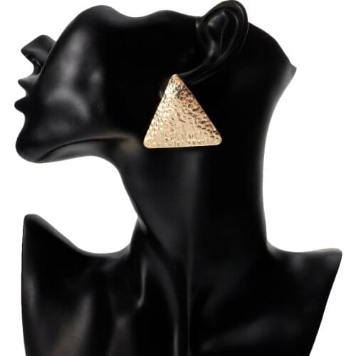 European America Trendy Charms Metal Stud Earrings Triangle Golden Women Party Rock Earrings Brincos Bijoux Gift