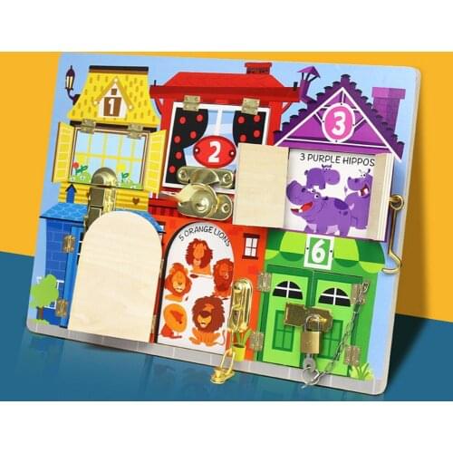 Montessori Busy Boards For Toddlers Wooden Matching Lock Early Education Unlock Toy Locks Latches Board Activity Board