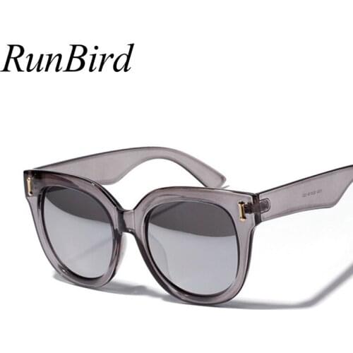RunBird Korean Oversized Square Sunglasses Women Men Plastic Frames Sun Glasses UV400 Eyewear Outdoor Goggles Mirror Oculos 5406
