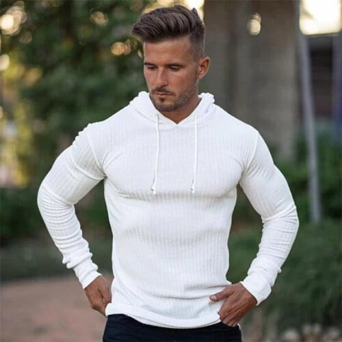 Mens Long Sleeve Hooded Sweaters Spring Autumn Pullovers T Shirt Simple Round Collar Clothing Slim Casual Loose Male T Shirts