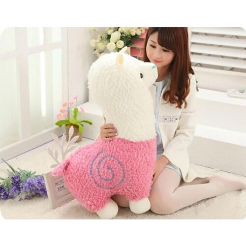 Stuffed toy large 65cm pink&white alpaca plush toy soft doll sleeping pillow Christmas gift b1235